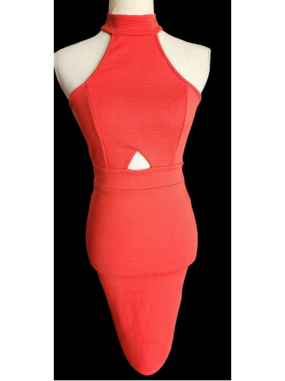 A'GACI Red Halter Bodycon Dress Size S Cutout Party Cocktail Mini Dress USA